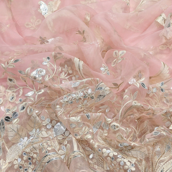 Dyed Silk Organza Gota Zari Embroidery Fabric 54" – Premium Designer Fabric - V1029C-A6