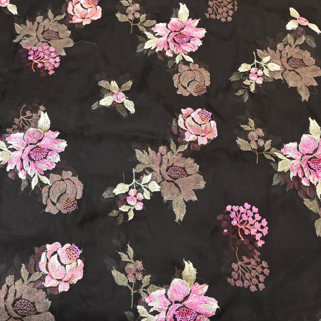 Silk Organza Sequins Embroidery Fabric | Designer Fabric | V01685C-01