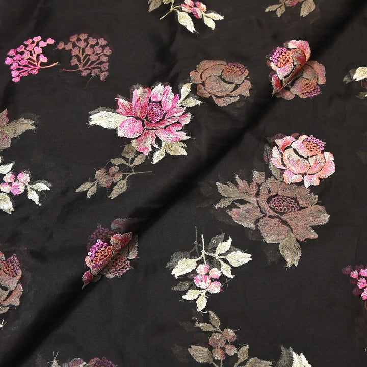 Silk Organza Sequins Embroidery Fabric | Designer Fabric | V01685C-01
