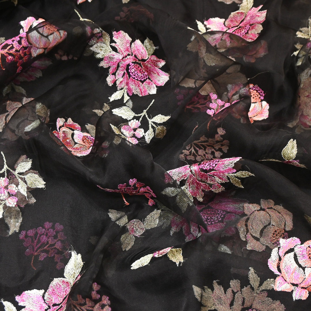 Silk Organza Sequins Embroidery Fabric | Designer Fabric | V01685C-01