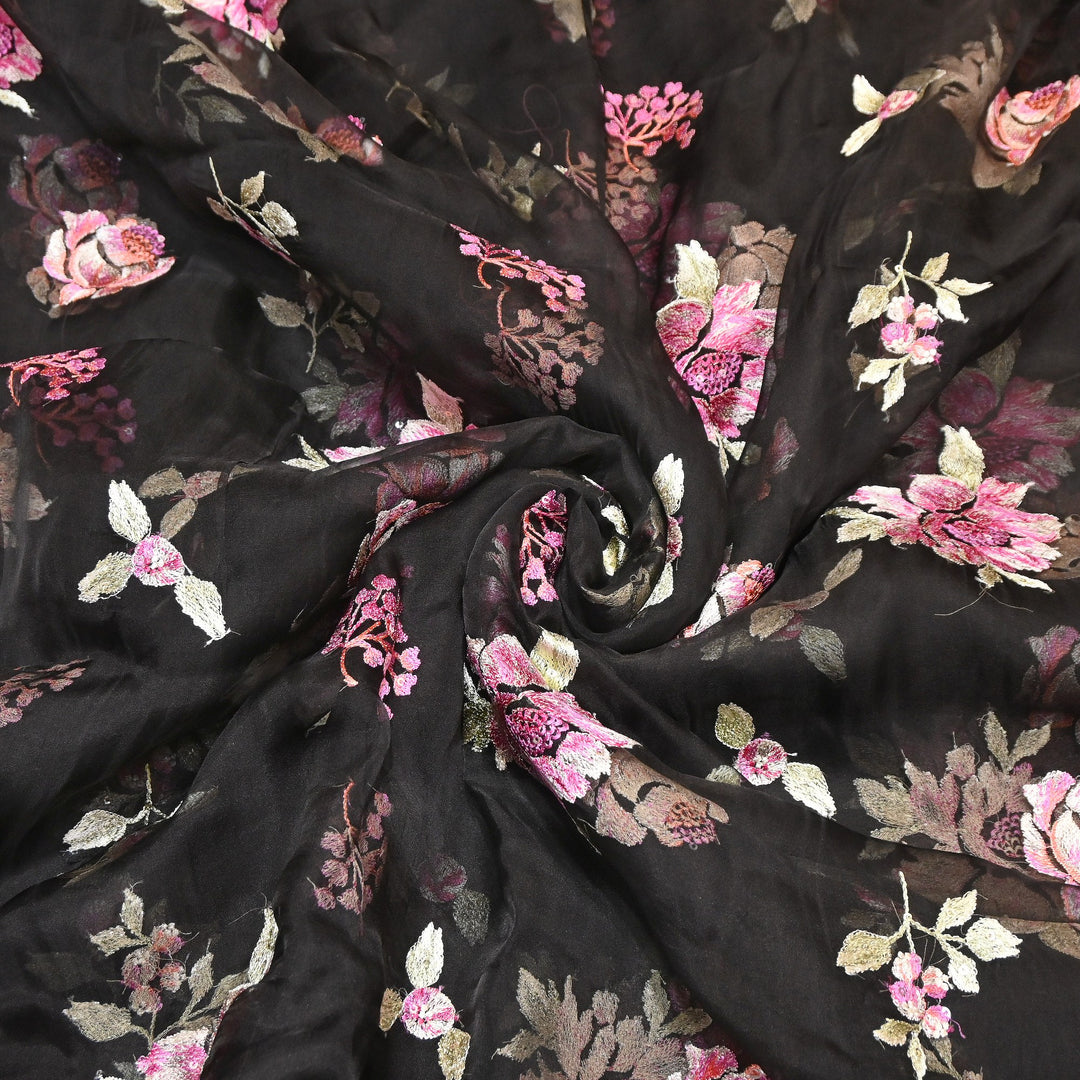 Silk Organza Sequins Embroidery Fabric | Designer Fabric | V01685C-01