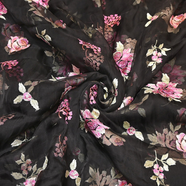 Silk Organza Sequins Embroidery Fabric | Designer Fabric | V01685C-01