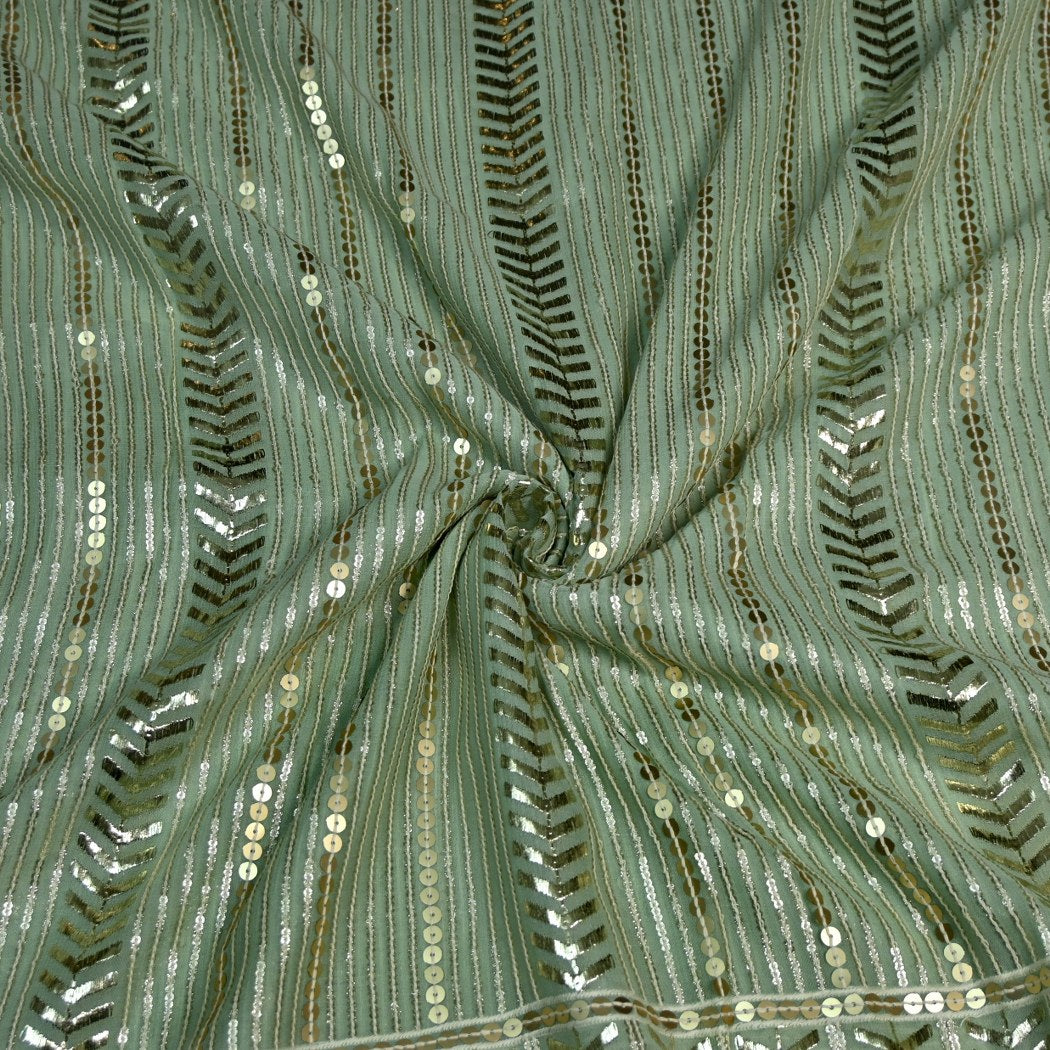 Viscose Georgette Zari With Sequins Embroidery Fabrics