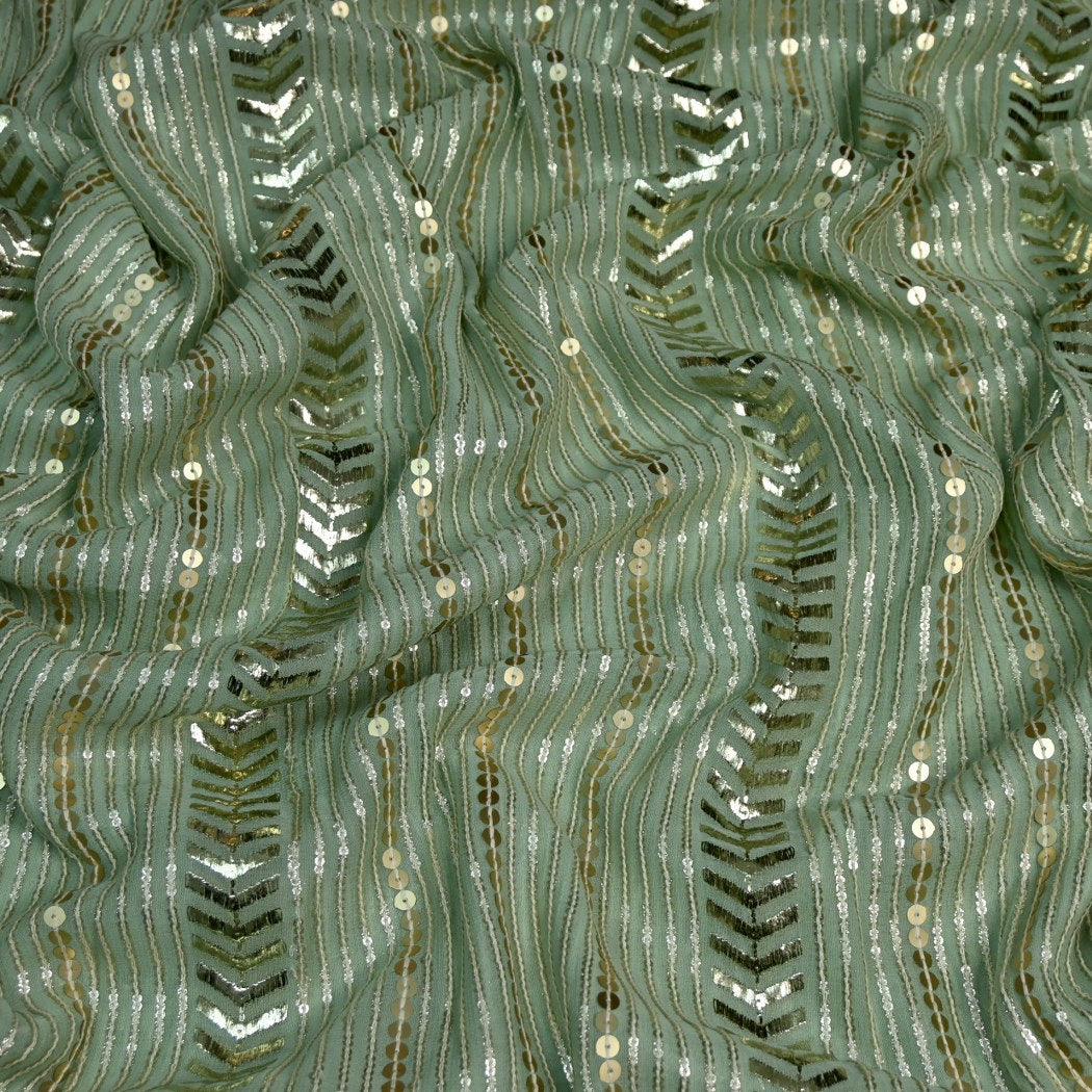 Viscose Georgette Zari With Sequins Embroidery Fabrics
