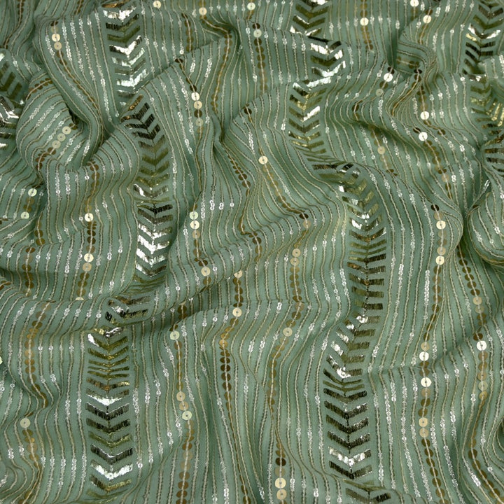 Viscose Georgette Zari With Sequins Embroidery Fabrics