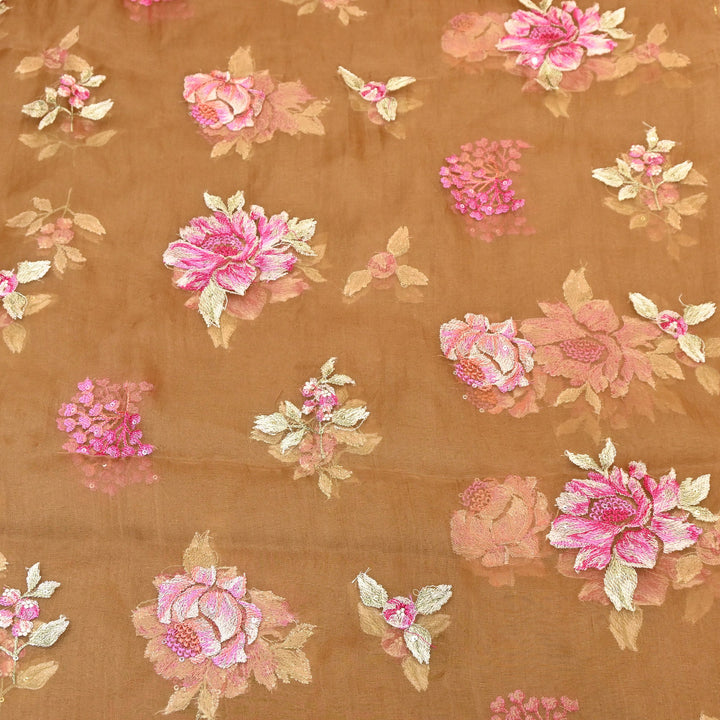 Silk Organza Sequins Embroidery Fabric | Designer Fabric | V01685C-02