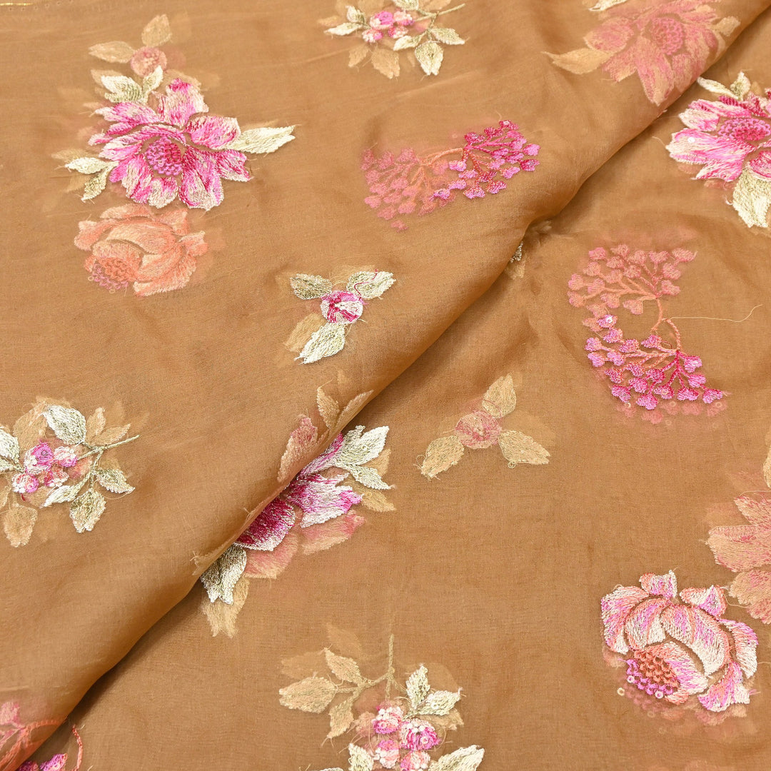 Silk Organza Sequins Embroidery Fabric | Designer Fabric | V01685C-02
