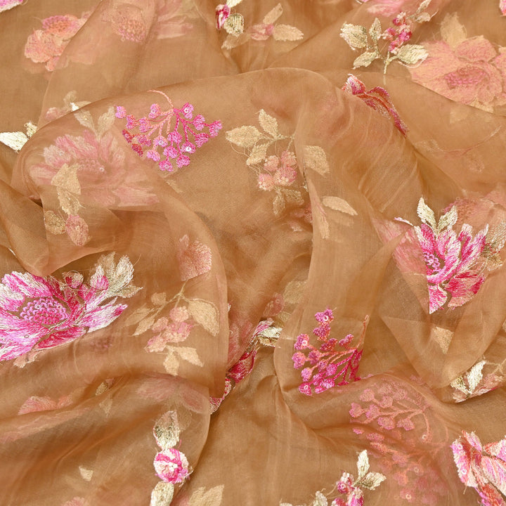 Silk Organza Sequins Embroidery Fabric | Designer Fabric | V01685C-02