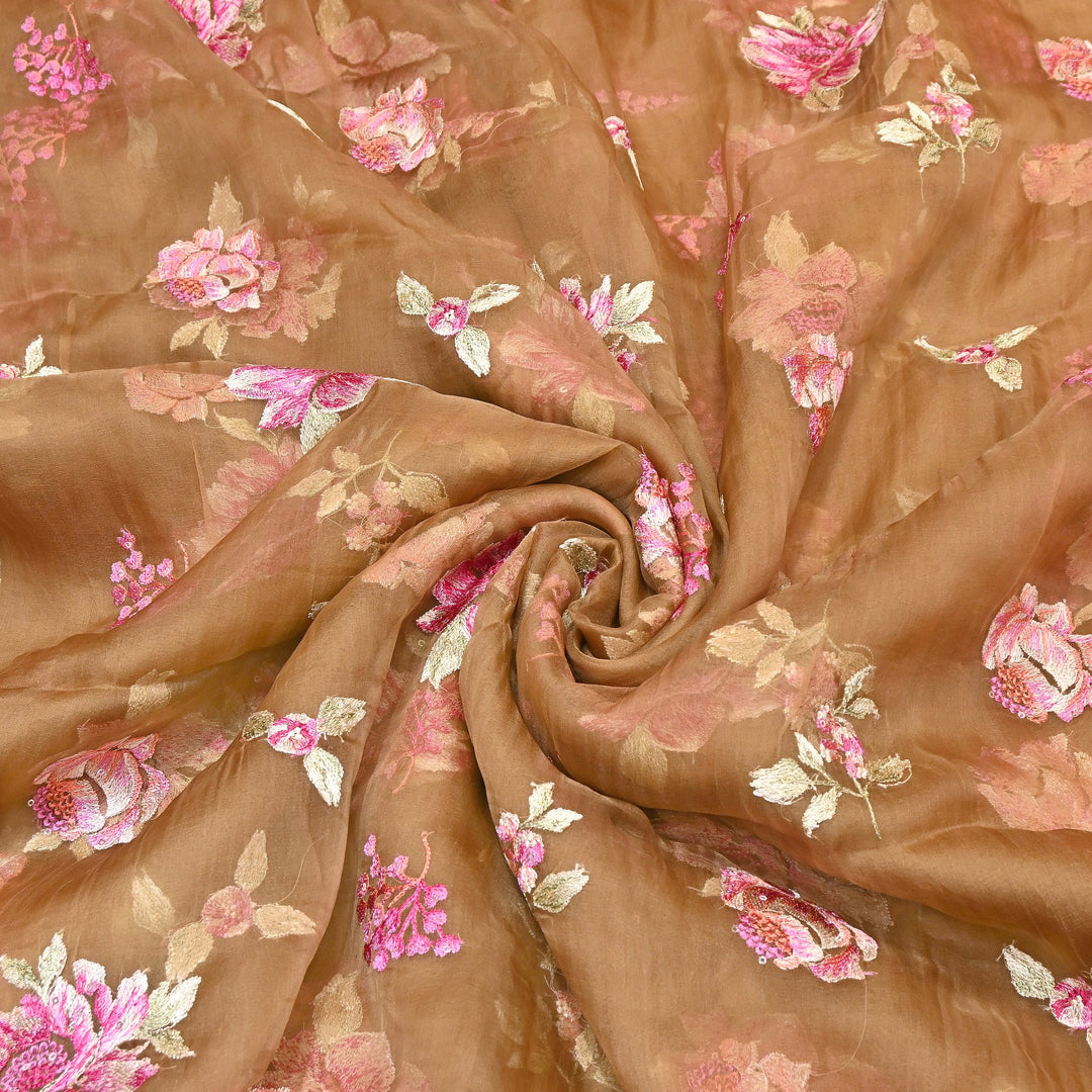 Silk Organza Sequins Embroidery Fabric | Designer Fabric | V01685C-02