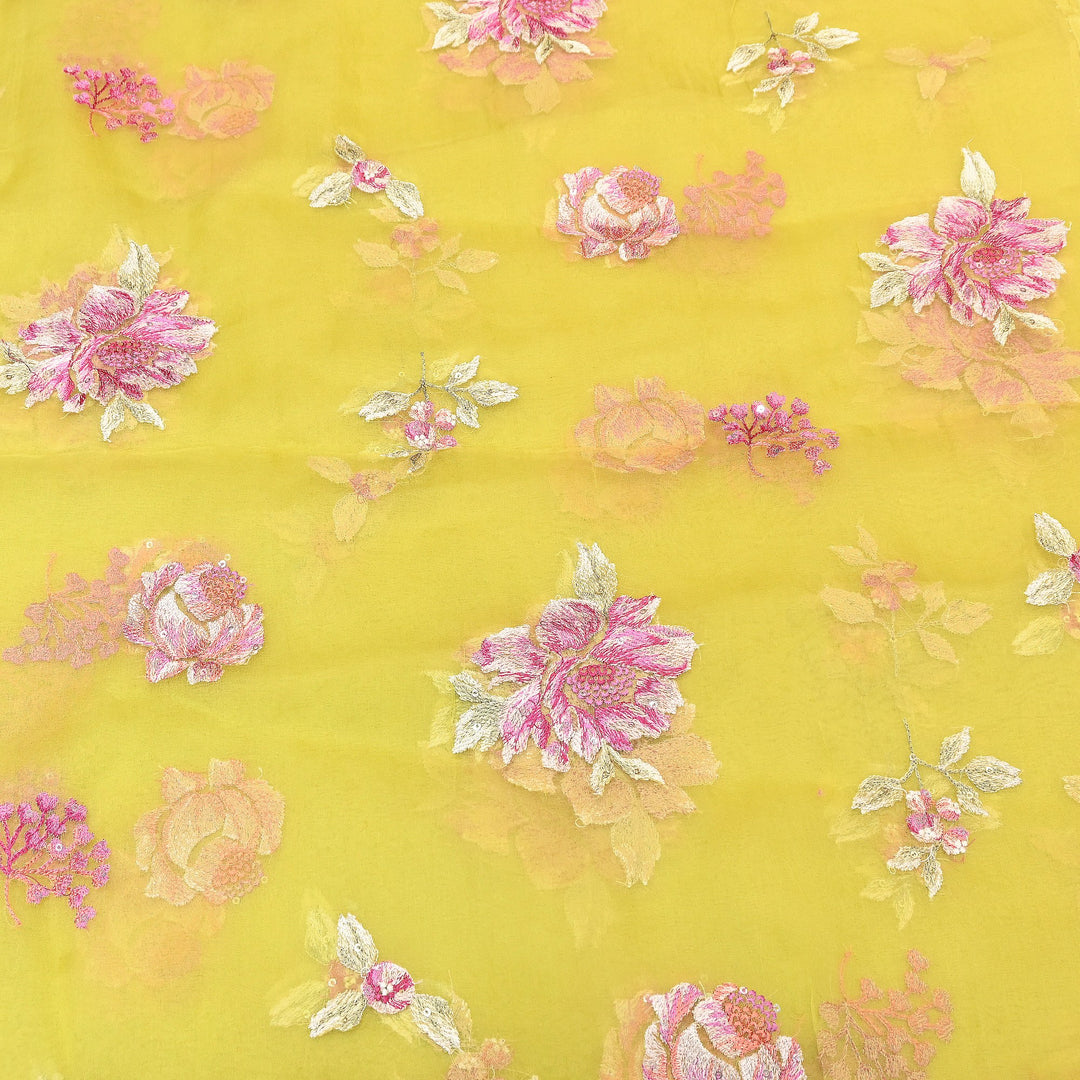 Silk Organza Sequins Embroidery Fabric | Designer Fabric | V01685C-03
