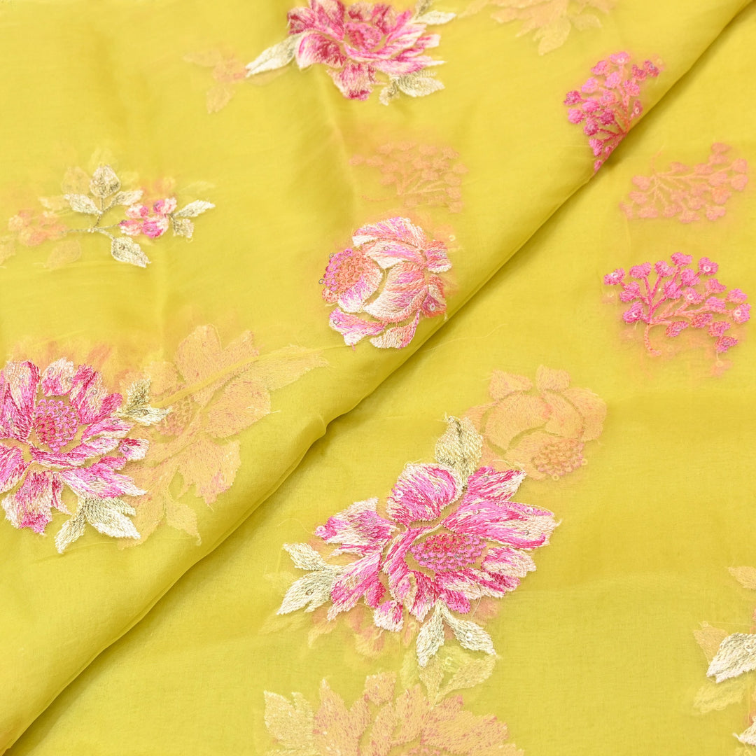 Silk Organza Sequins Embroidery Fabric | Designer Fabric | V01685C-03