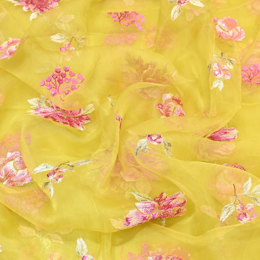 Silk Organza Sequins Embroidery Fabric | Designer Fabric | V01685C-03