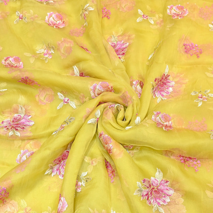 Silk Organza Sequins Embroidery Fabric | Designer Fabric | V01685C-03