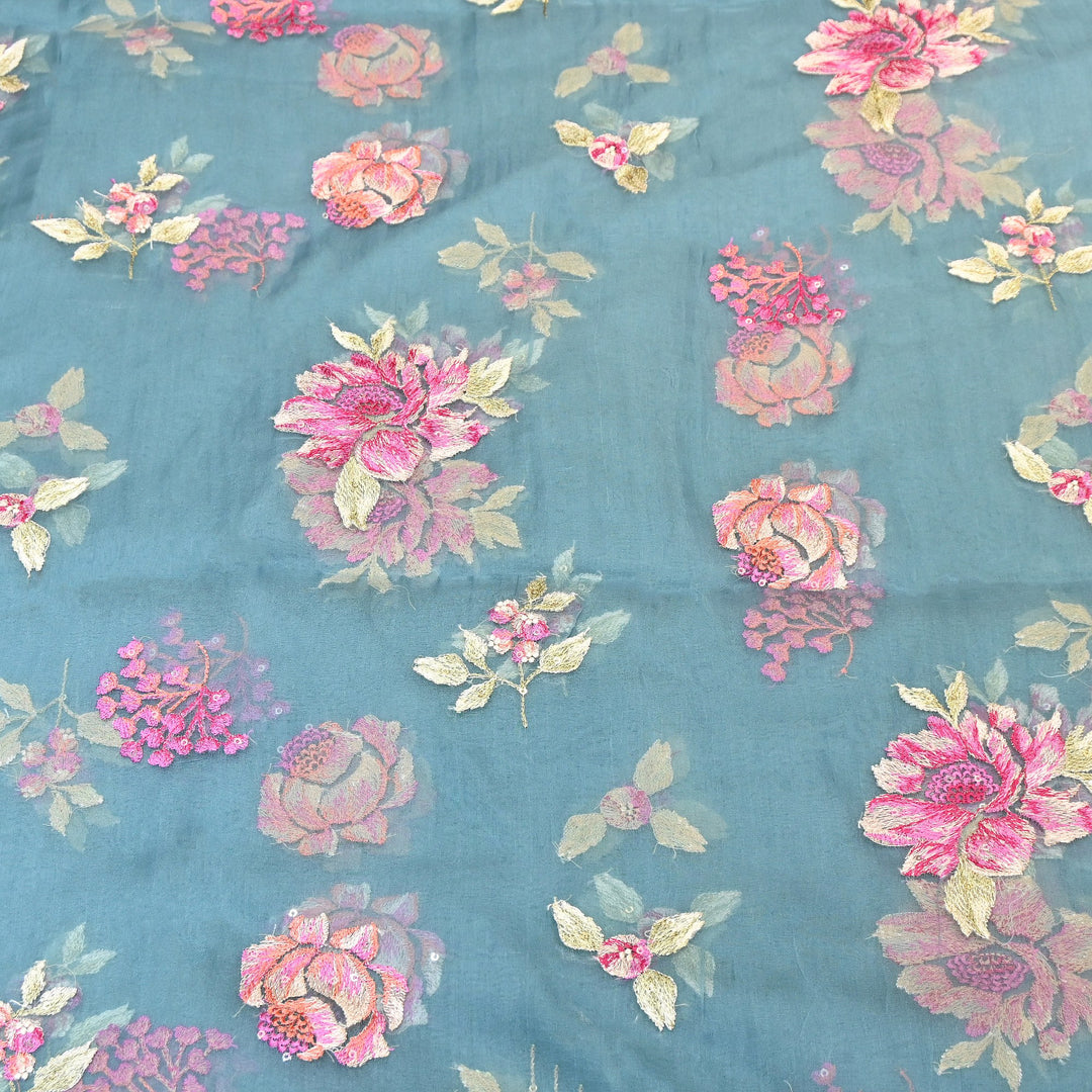 Silk Organza Sequins Embroidery Fabric | Designer Fabric | V01685C-04