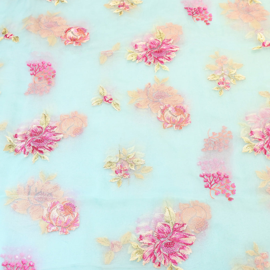 Silk Organza Sequins Embroidery Fabric | Designer Fabric | V01685C-05