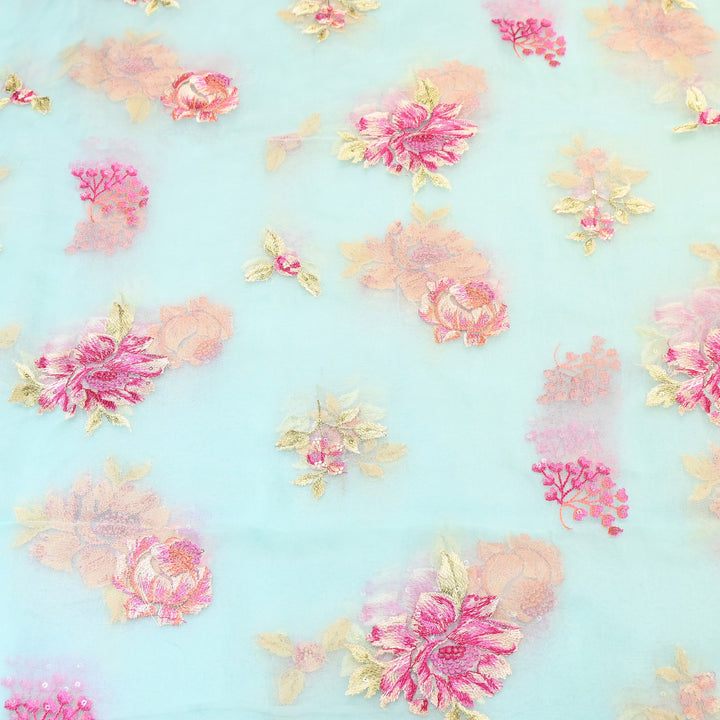 Silk Organza Sequins Embroidery Fabric | Designer Fabric | V01685C-05