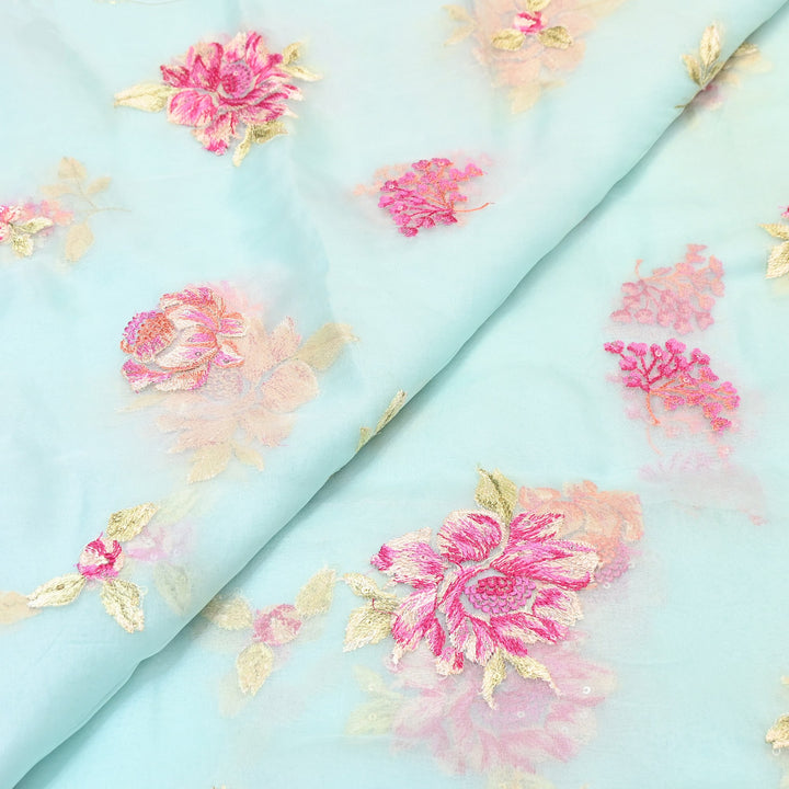 Silk Organza Sequins Embroidery Fabric | Designer Fabric | V01685C-05