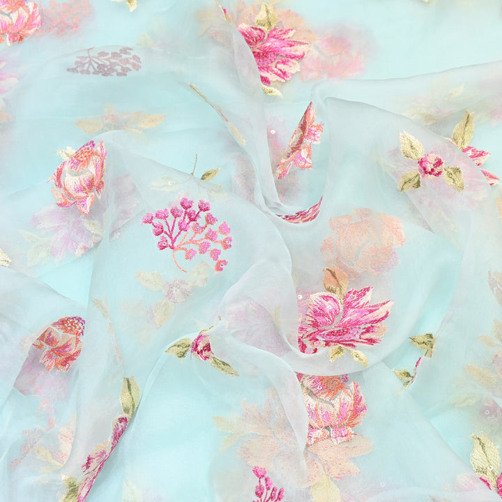 Silk Organza Sequins Embroidery Fabric | Designer Fabric | V01685C-05