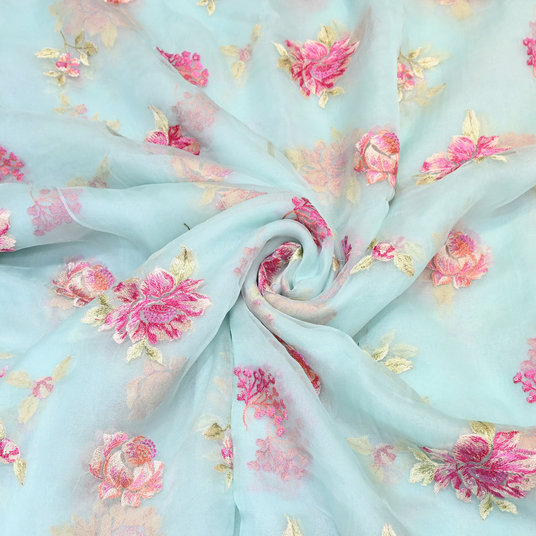 Silk Organza Sequins Embroidery Fabric | Designer Fabric | V01685C-05