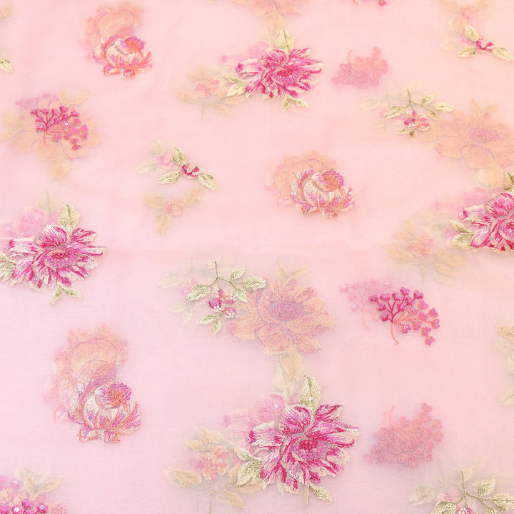 Silk Organza Sequins Embroidery Fabric | Designer Fabric | V01685C-06