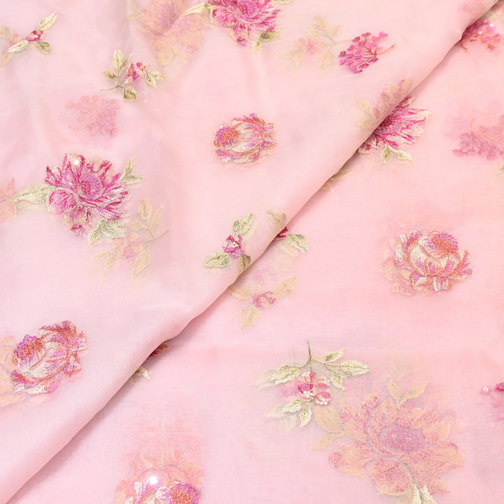 Silk Organza Sequins Embroidery Fabric | Designer Fabric | V01685C-06