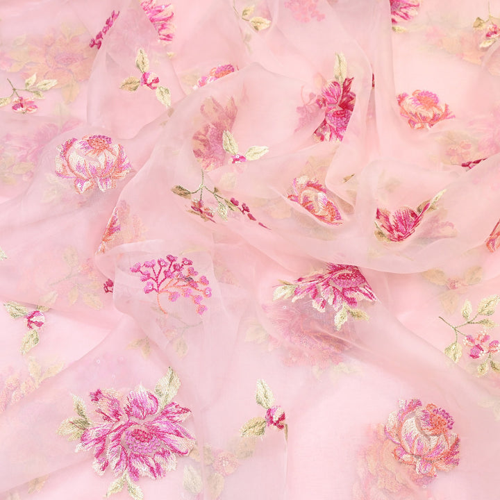 Silk Organza Sequins Embroidery Fabric | Designer Fabric | V01685C-06