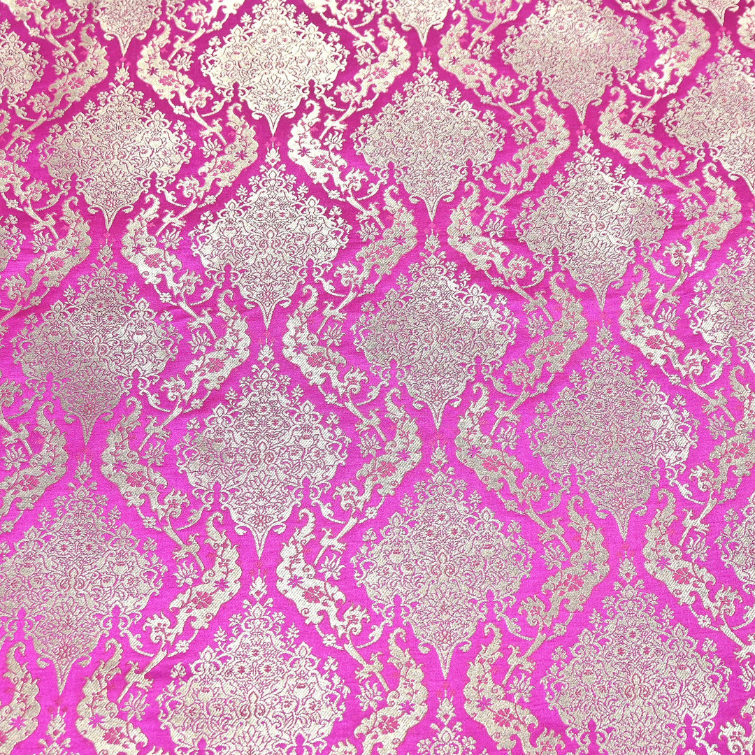 Satin Kimkhab Brocade Fabric | Heavy Luxury Zari Woven Designer Fabric | RS8899-2