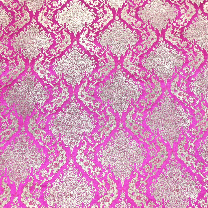 Satin Kimkhab Brocade Fabric | Heavy Luxury Zari Woven Designer Fabric | RS8899-2