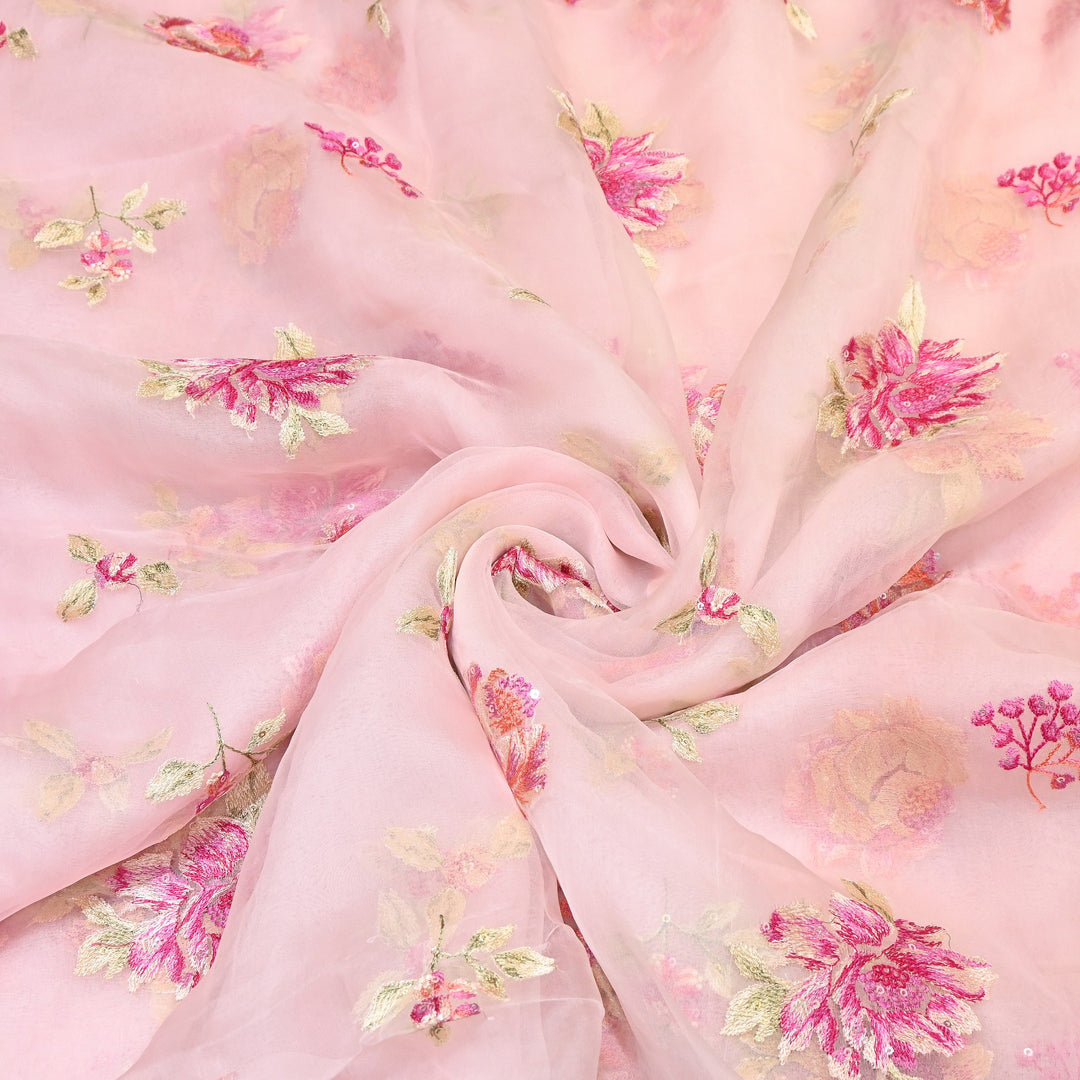 Silk Organza Sequins Embroidery Fabric | Designer Fabric | V01685C-06