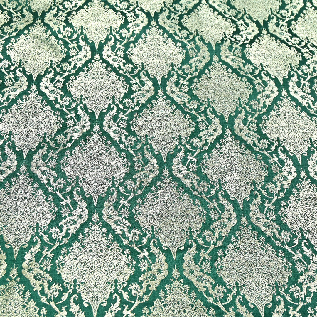 Satin Kimkhab Brocade Fabric | Heavy Luxury Zari Woven Designer Fabric | RS8899-4