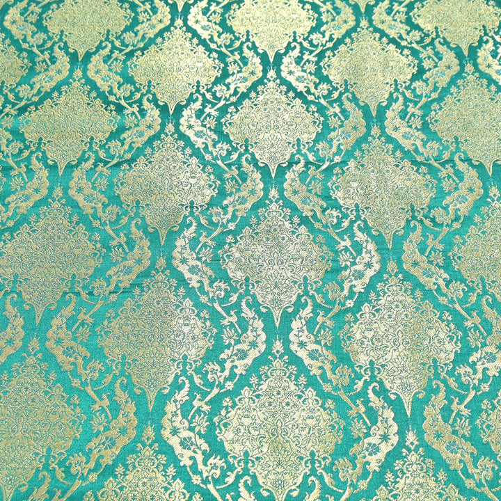 Satin Kimkhab Brocade Fabric | Heavy Luxury Zari Woven Designer Fabric | RS8899-6
