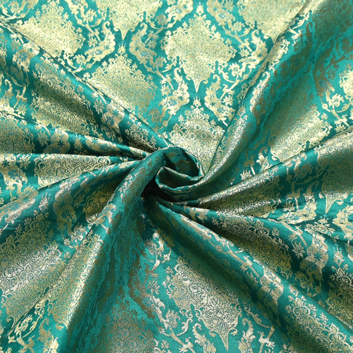 Satin Kimkhab Brocade Fabric | Heavy Luxury Zari Woven Designer Fabric | RS8899-6
