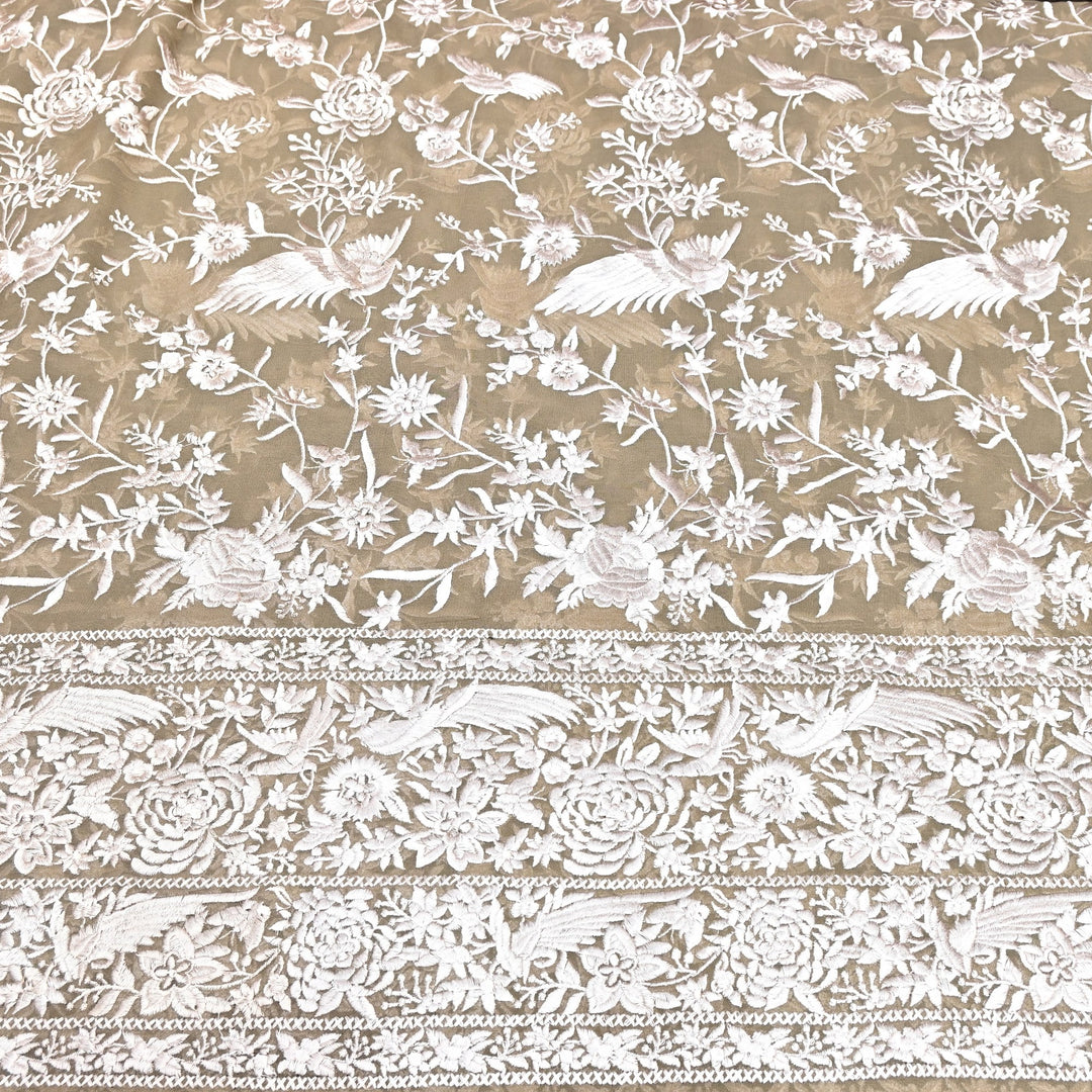 Viscose Georgette Parsi Embroidery Fabric – Elegant Designer Ethnic Fabric 00R114-1