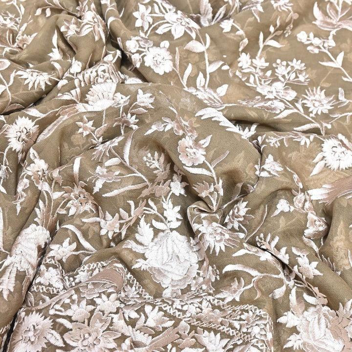 Viscose Georgette Parsi Embroidery Fabric – Elegant Designer Ethnic Fabric 00R114-1