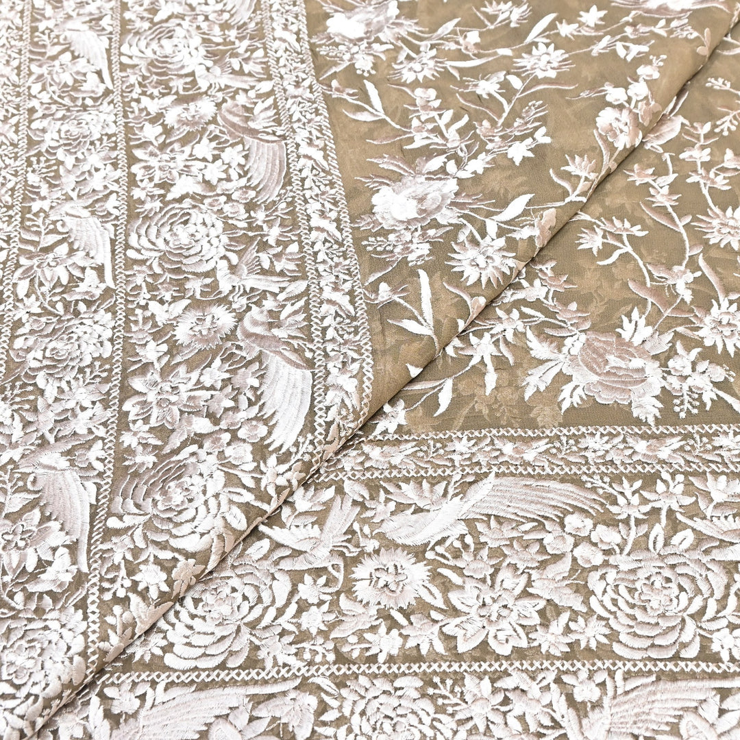 Viscose Georgette Parsi Embroidery Fabric – Elegant Designer Ethnic Fabric 00R114-1