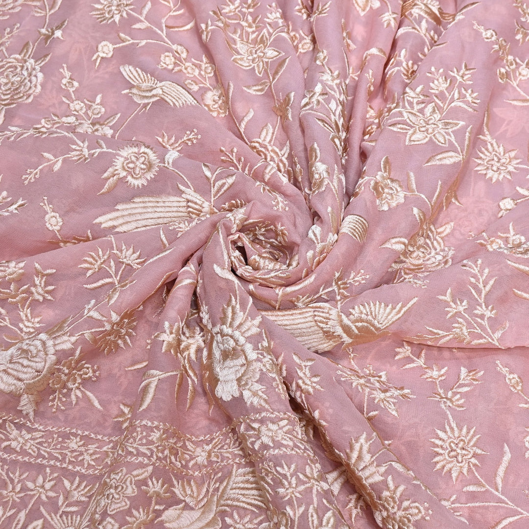 Viscose Georgette Parsi Embroidery Fabric – Elegant Designer Ethnic Fabric 00R114-2