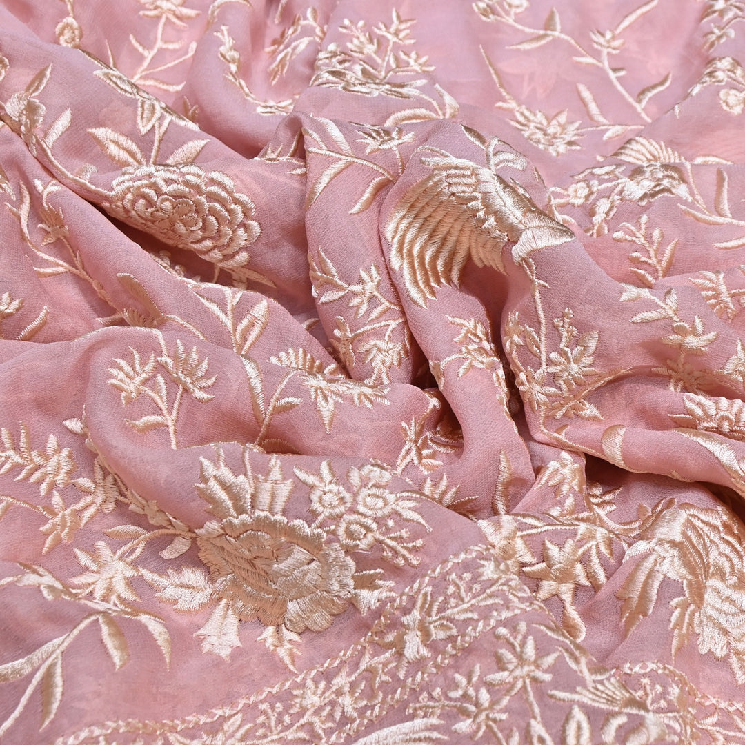Viscose Georgette Parsi Embroidery Fabric – Elegant Designer Ethnic Fabric 00R114-2