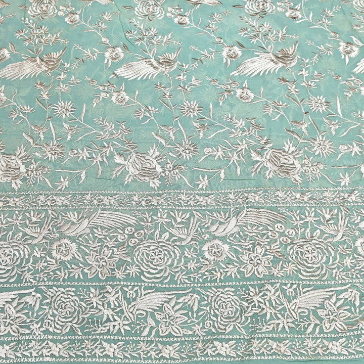 Viscose Georgette Parsi Embroidery Fabric – Elegant Designer Ethnic Fabric 00R114-3