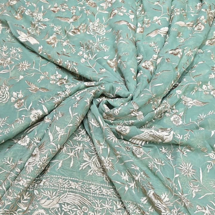 Viscose Georgette Parsi Embroidery Fabric – Elegant Designer Ethnic Fabric 00R114-3
