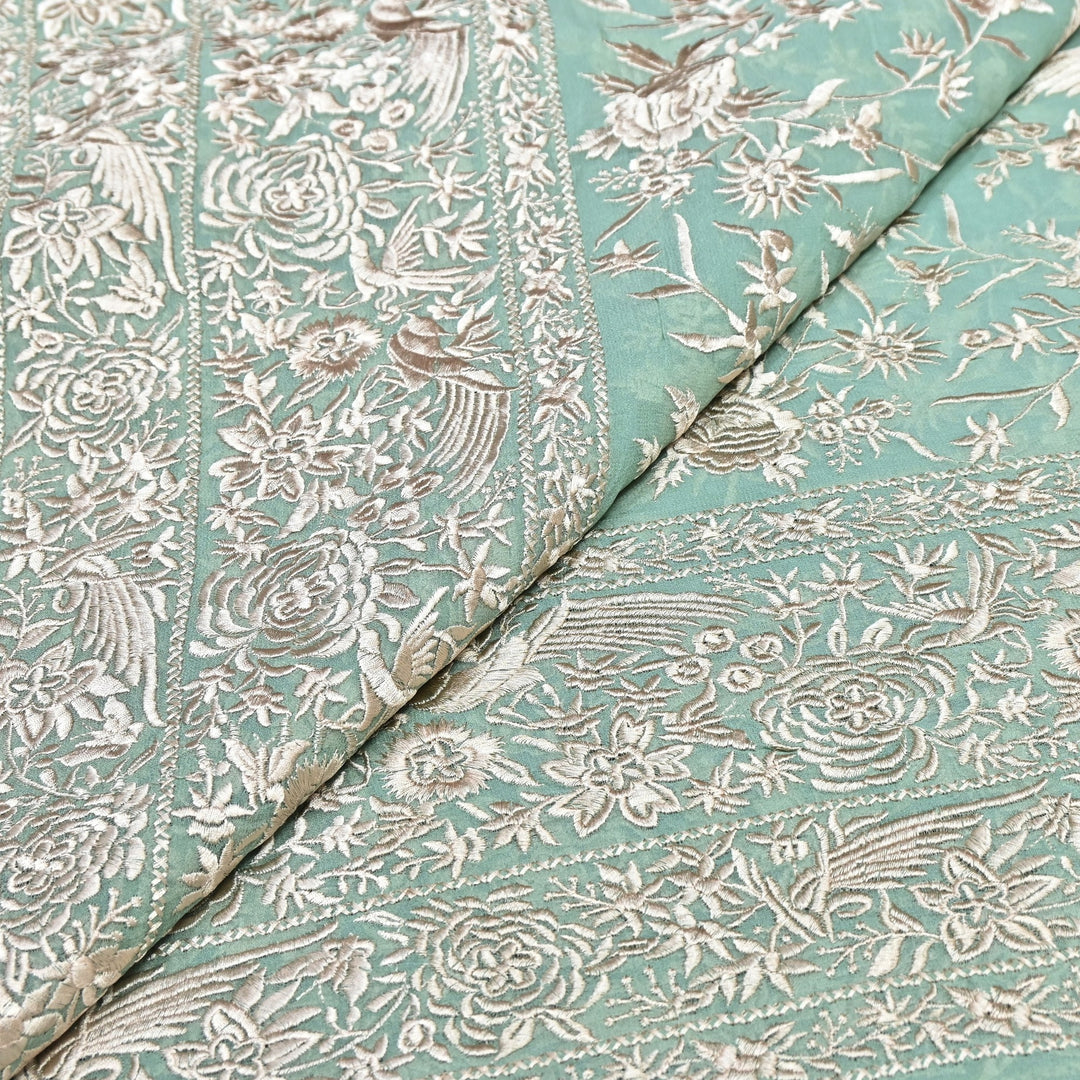Viscose Georgette Parsi Embroidery Fabric – Elegant Designer Ethnic Fabric 00R114-3