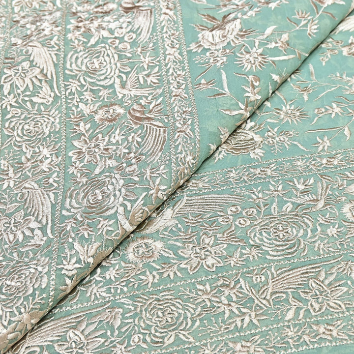 Viscose Georgette Parsi Embroidery Fabric – Elegant Designer Ethnic Fabric 00R114-3