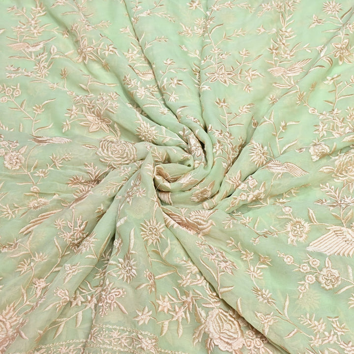 Viscose Georgette Parsi Embroidery Fabric – Elegant Designer Ethnic Fabric 00R114-5