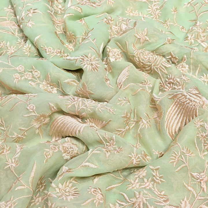 Viscose Georgette Parsi Embroidery Fabric – Elegant Designer Ethnic Fabric 00R114-5