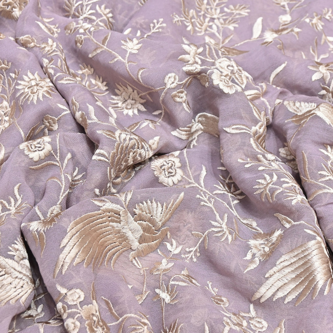Viscose Georgette Parsi Embroidery Fabric – Elegant Designer Ethnic Fabric 00R114-6