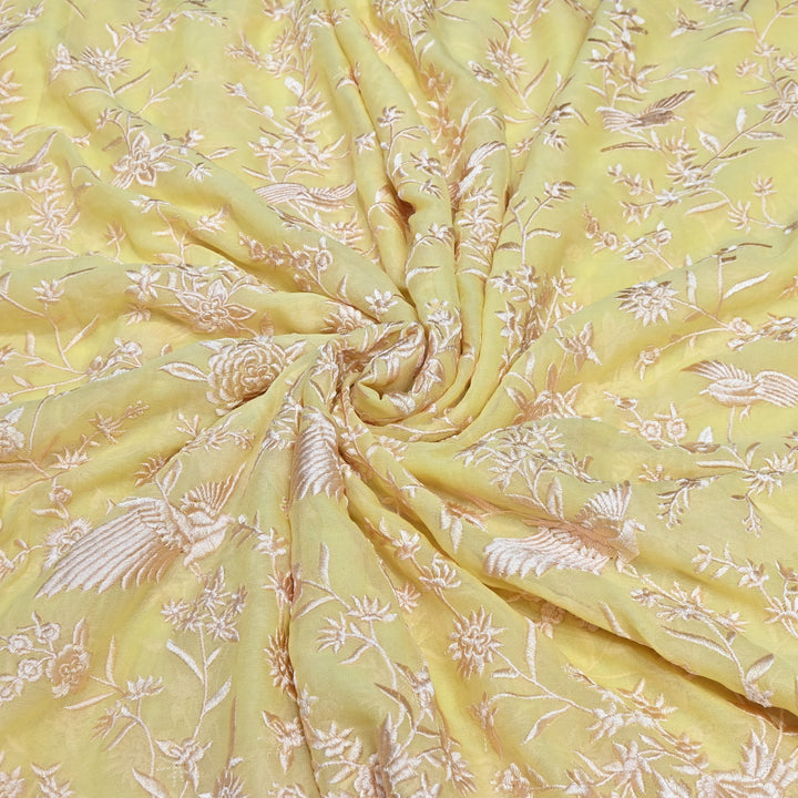 Viscose Georgette Parsi Embroidery Fabric – Elegant Designer Ethnic Fabric 00R114-7