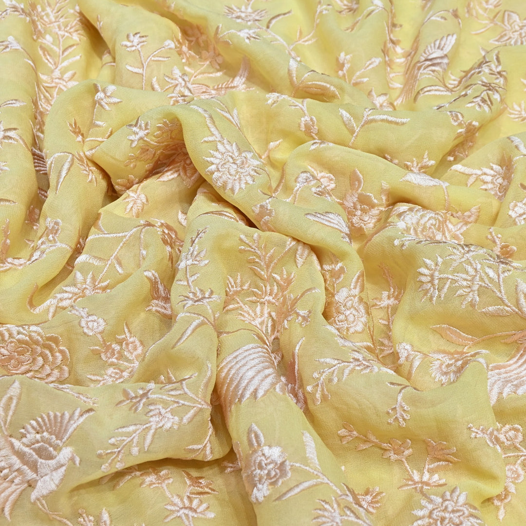 Viscose Georgette Parsi Embroidery Fabric – Elegant Designer Ethnic Fabric 00R114-7