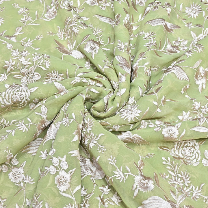 Viscose Georgette Parsi Embroidery Fabric – Elegant Designer Ethnic Fabric 00R114-8