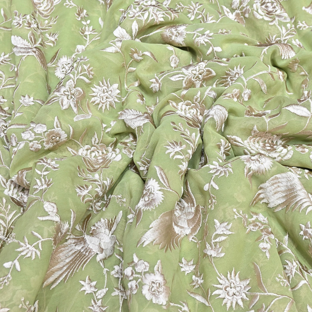 Viscose Georgette Parsi Embroidery Fabric – Elegant Designer Ethnic Fabric 00R114-8