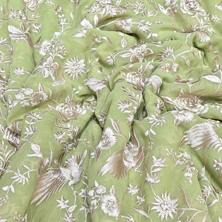 Viscose Georgette Parsi Embroidery Fabric – Elegant Designer Ethnic Fabric 00R114-8