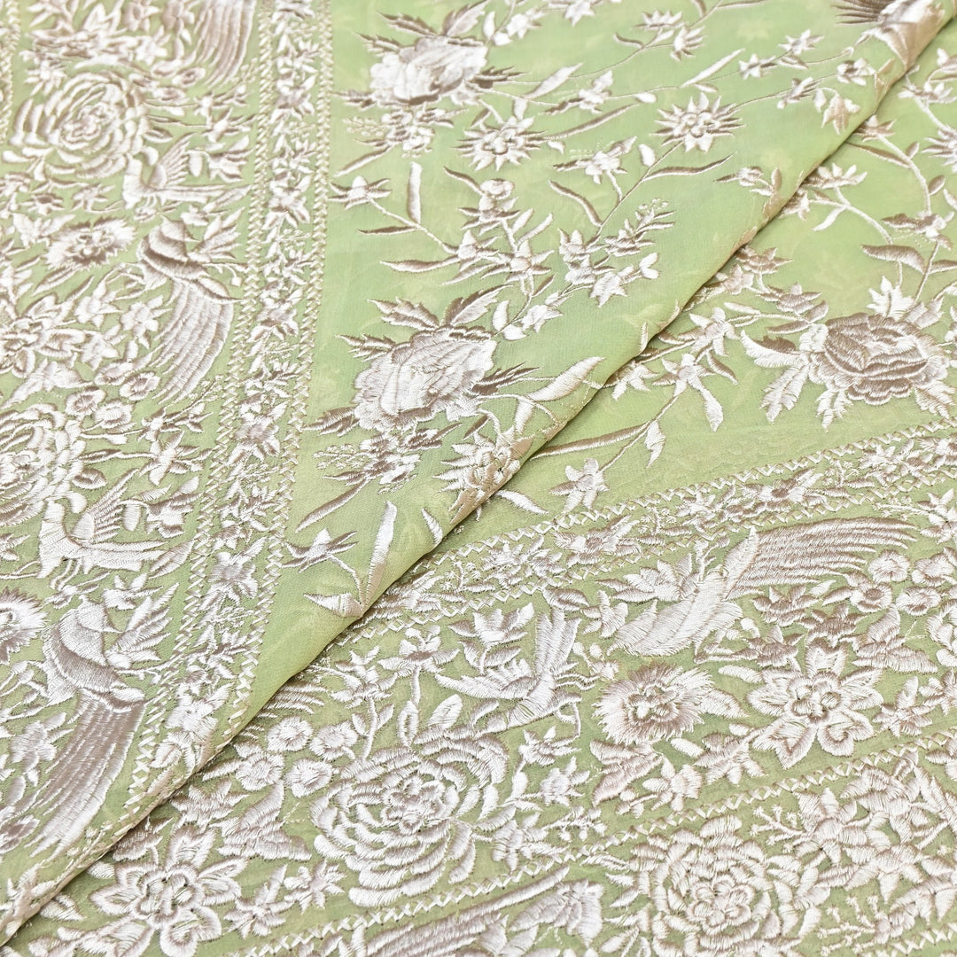 Viscose Georgette Parsi Embroidery Fabric – Elegant Designer Ethnic Fabric 00R114-8